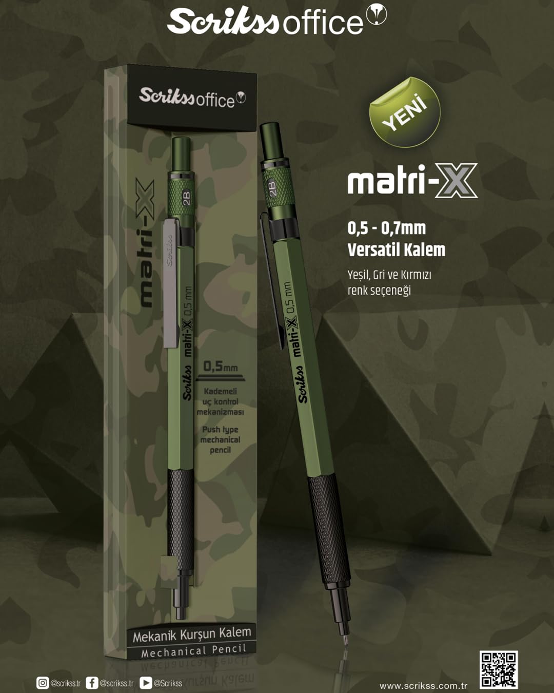 Scrikss Matri-X ołówek mechaniczny, 0,5 mm, ciemnozielony