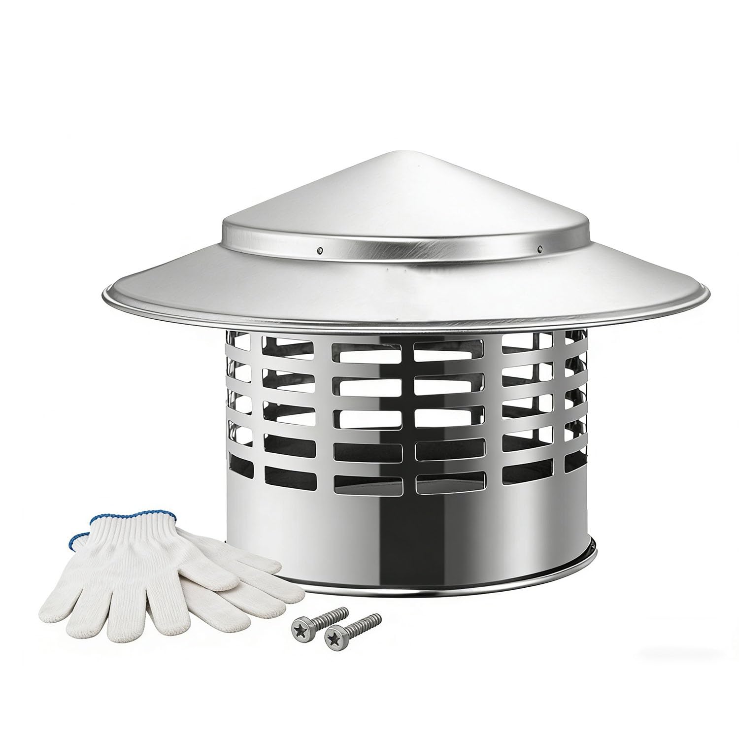 PFXNGMS Round Chimney Cap 304 Stainless Steel Chimney Cover with Gloves Weatherproof Fireplace Chimney Caps 75 110 160 200mm, Roof Vent Chimney Caps with Sn，Easy Installation(160mm)