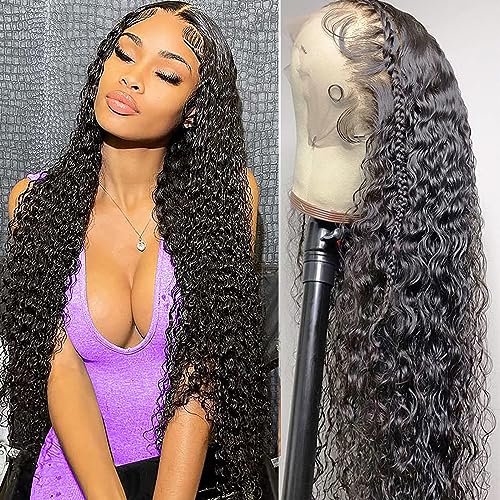 JIETAI 13X4 HD Lace Front Wigs Human Hair Pre Plucked with Baby 180% Density Brazilian Curly Wave for Black Women 9A Glueless frontal Natural Color (26 Inch)