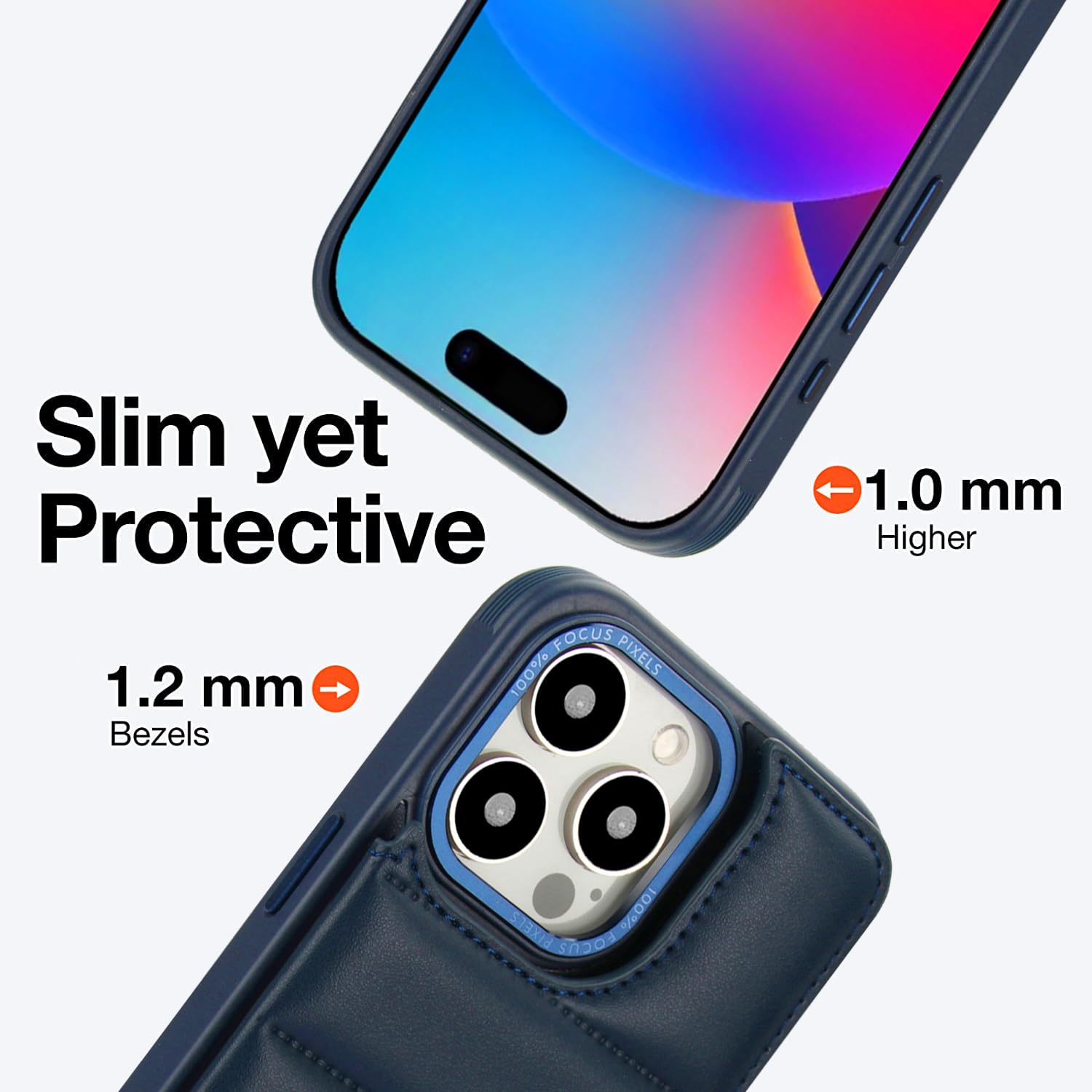 Jeffene Custodia per iPhone 14 Pro Max(6.7 pollice) [Separabile Laccio Tracolla] RFID Blocking [2 Slot Schede],Custodia Protettiva Magnetica in Pelle PU,Cordino Coperta del portafoglio,Blu Scuro