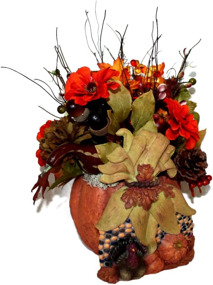 Floral Collection – Country Pumpkin, Artificial Mixed Silk Floral Arrangement