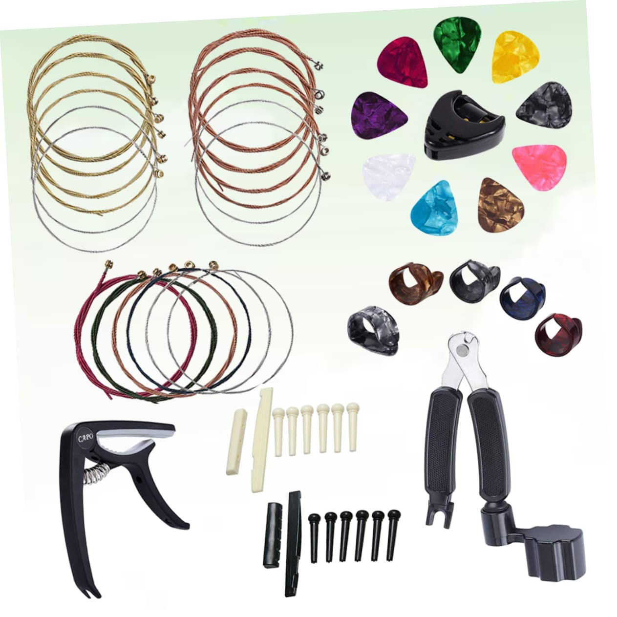 VICASKY 3piezas Herramientas Para Guitarra Capo Plectros y Cambiador De Cuerdas Incluye Kit De Puente Cejuela y Silla Negro