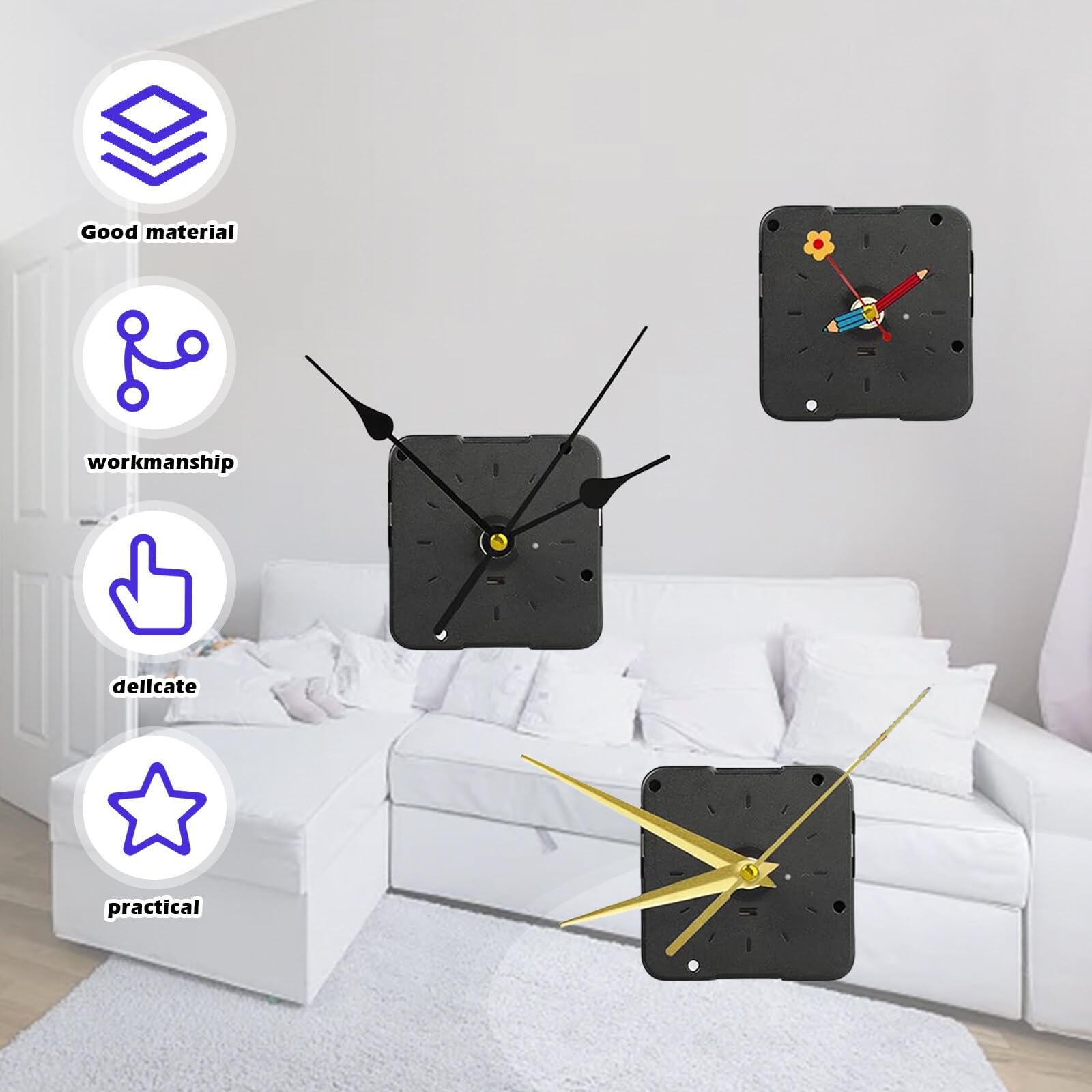 Set 7 Movimenti Al Quarzo Per Orologi Da Parete - Lancette E Accessori Fai Da Te - Foto 4