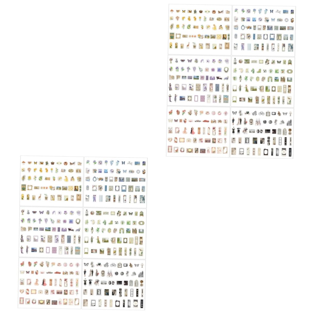 SEWACC 1200feuilles Autocollants Rétro Divers Pour Scrapbooking Stickers Décoratifs Papier Pour Artisanat Et Journal Créatif