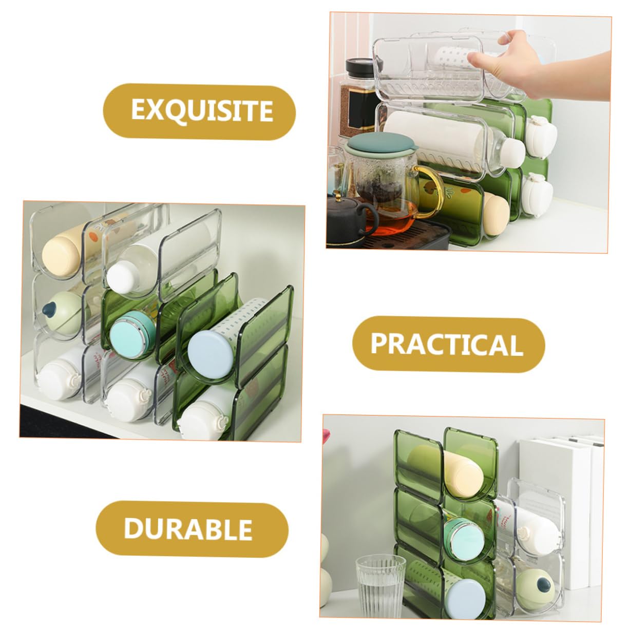 Ciieeo 2pcs Cup Rack Beverage Refrigerators Water Bottle Organizer for Cabinet Wine Storage Organizers Clear Water Bottles Wine Bottle Storage Stand Fridge Pp Cupboard Multi-layer Office