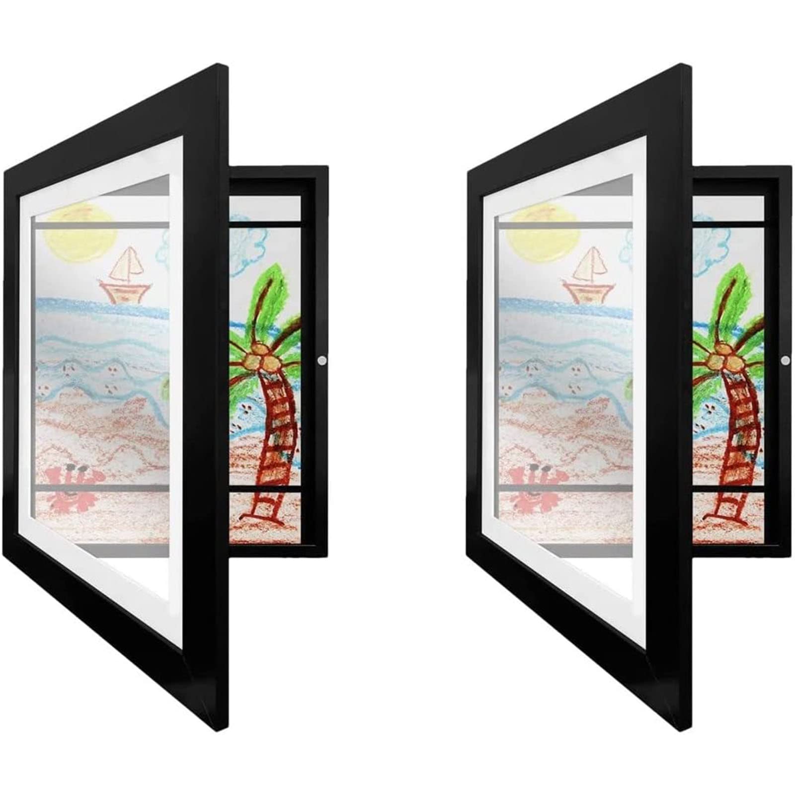 ZTJ2 pcs kids Art Frames, Front Opening and Changeable Picture Display, Children Projects Home Office Portfolio Storage 3D Picture Display for Children Drawing Crafting