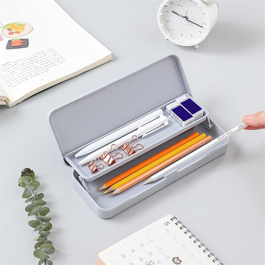 Estuche de papelería portátil de Doble Capa - Caja de lápices de plástico para Estudiantes - Organice Sus bolígrafos con estiloWit