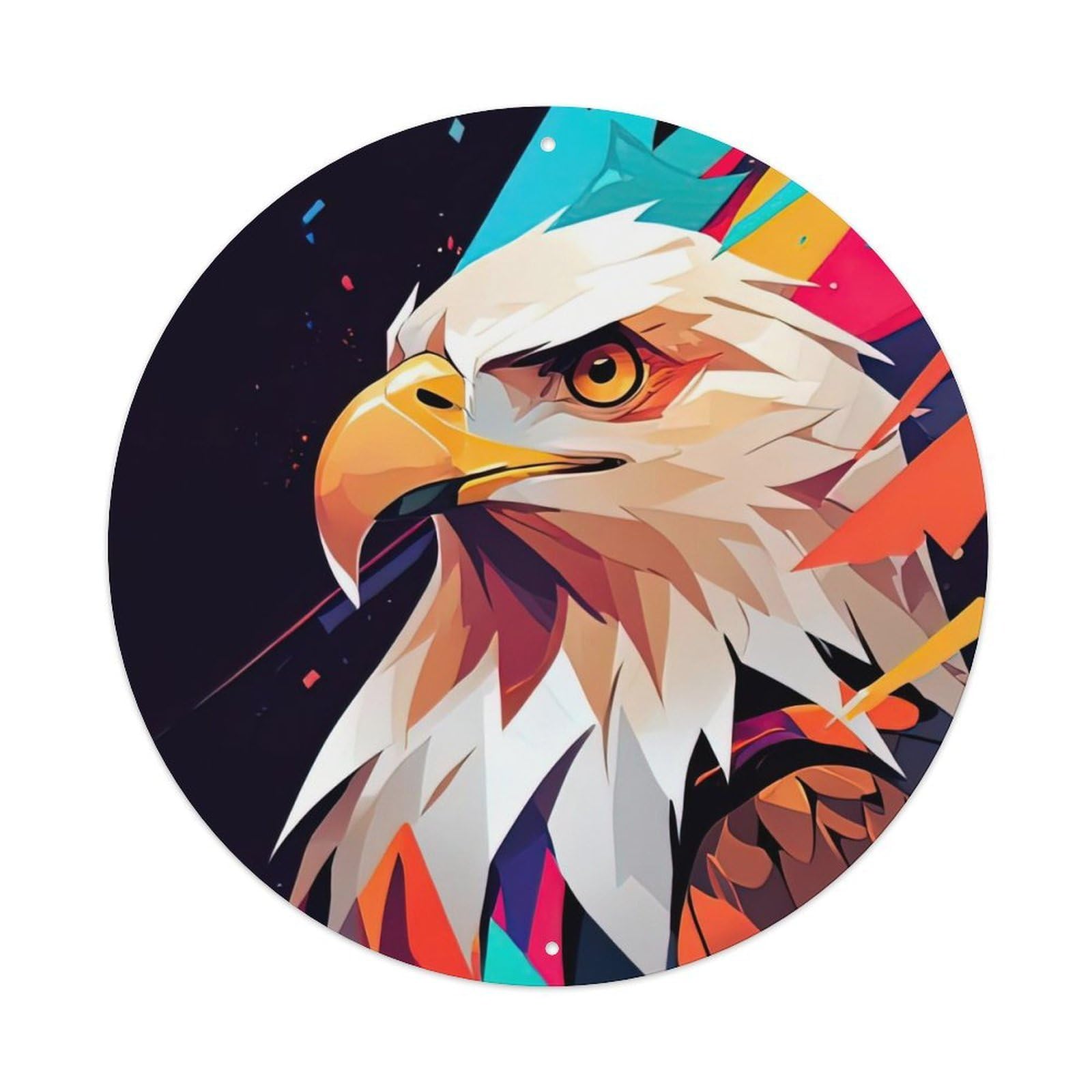 Cwbufd Vintage Style Animal Bald Eagle American Eagle Geometric Pop Art Vintage Metal Tin Sign Plaque Wall Decor For Cafe, Club Bar, Office, Garden Metal Poster 8X8inch