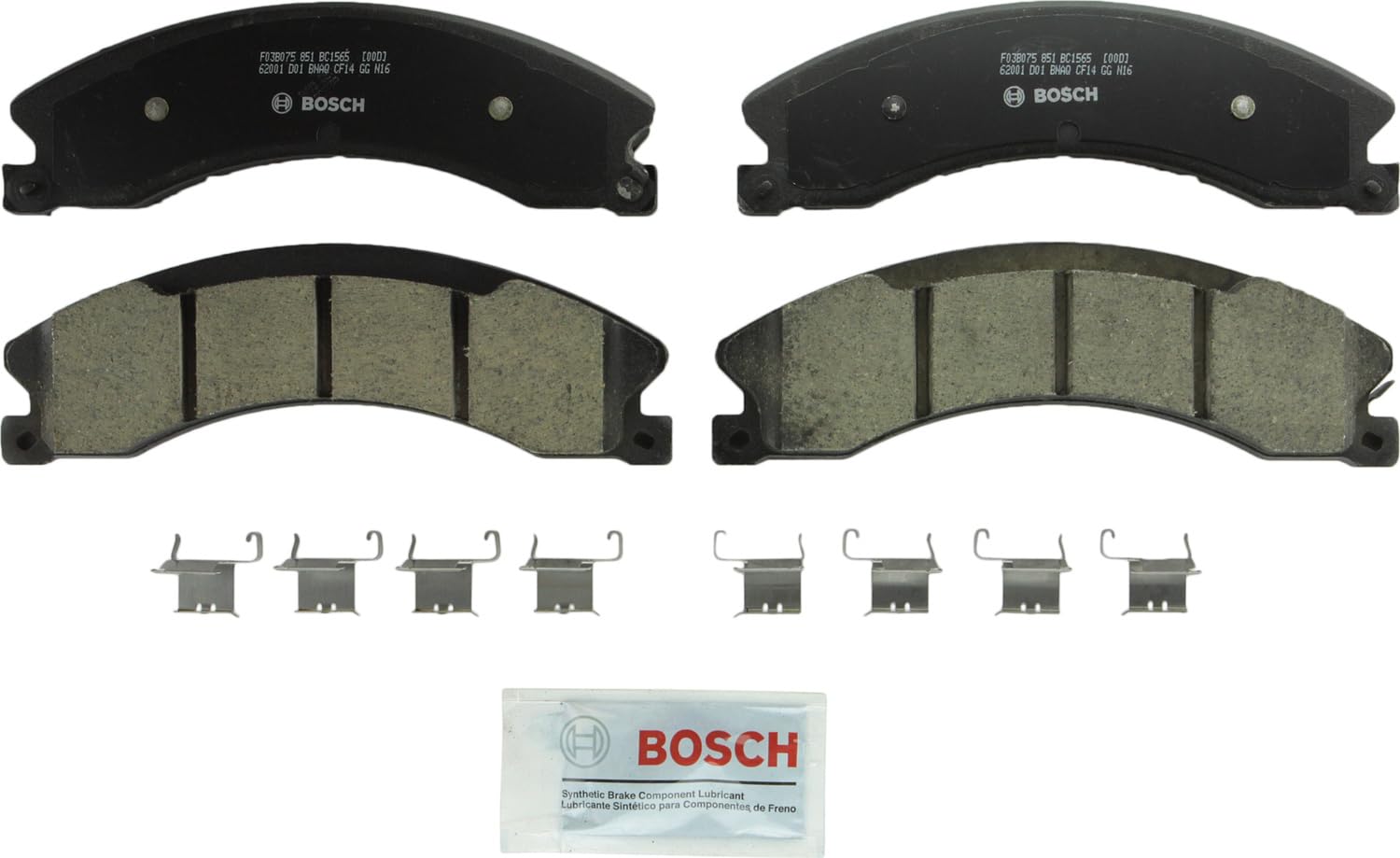 BOSCH BC1565 QuietCast Premium Ceramic Disc Brake Pad Set - Compatible With Select Cadillac Escalade; Chevrolet Silverado, Suburban, HD; GMC Sierra, HD; Nissan NV, Titan XD