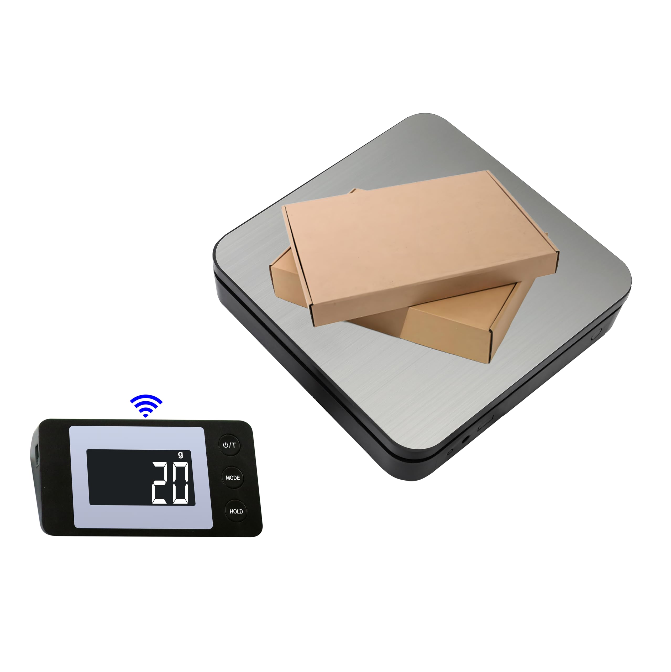 Bilancia digitale per spedizioni, 49,9 kg, con display LCD wireless, funzione Hold/tara, bilancia leggera per pacchi, bagagli, animali domestici, industriali, lavanderia, magazzino, cucina