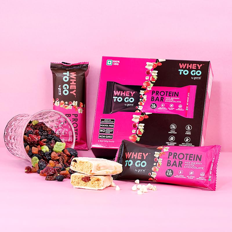 Whey To Go Protein Bar - Mix Berry White Chocolate|20Gm Protein|High Fibre|No Added Sugar|Rich In Antioxidants|No Artificial Flavour|No Preservatives|Goodness Of Berries (Pack Of 6 Bars X 60G Each) (B0BW8M5NLC) Amazon Price History, Amazon Price Tracker