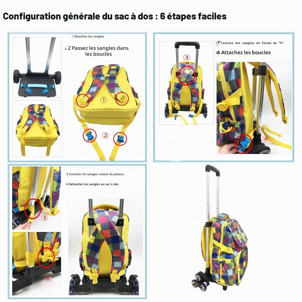 Sac à Dos à roulettes – Chariot à Main en Alliage d'aluminium Pliable et Non Pliable pour Sac à Dos