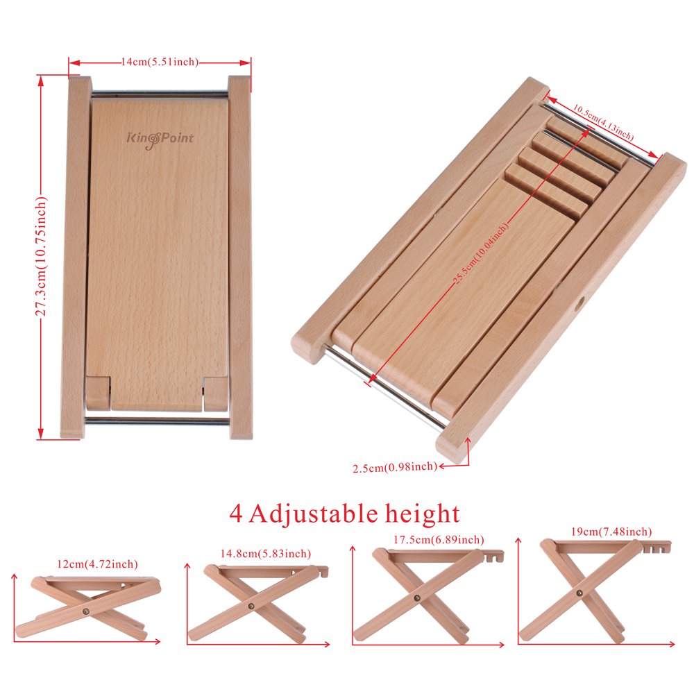 Kingpoint - Poggiapiede in legno massiccio per chitarristi, regolabile su 4 livelli di altezza, Legno naturale.