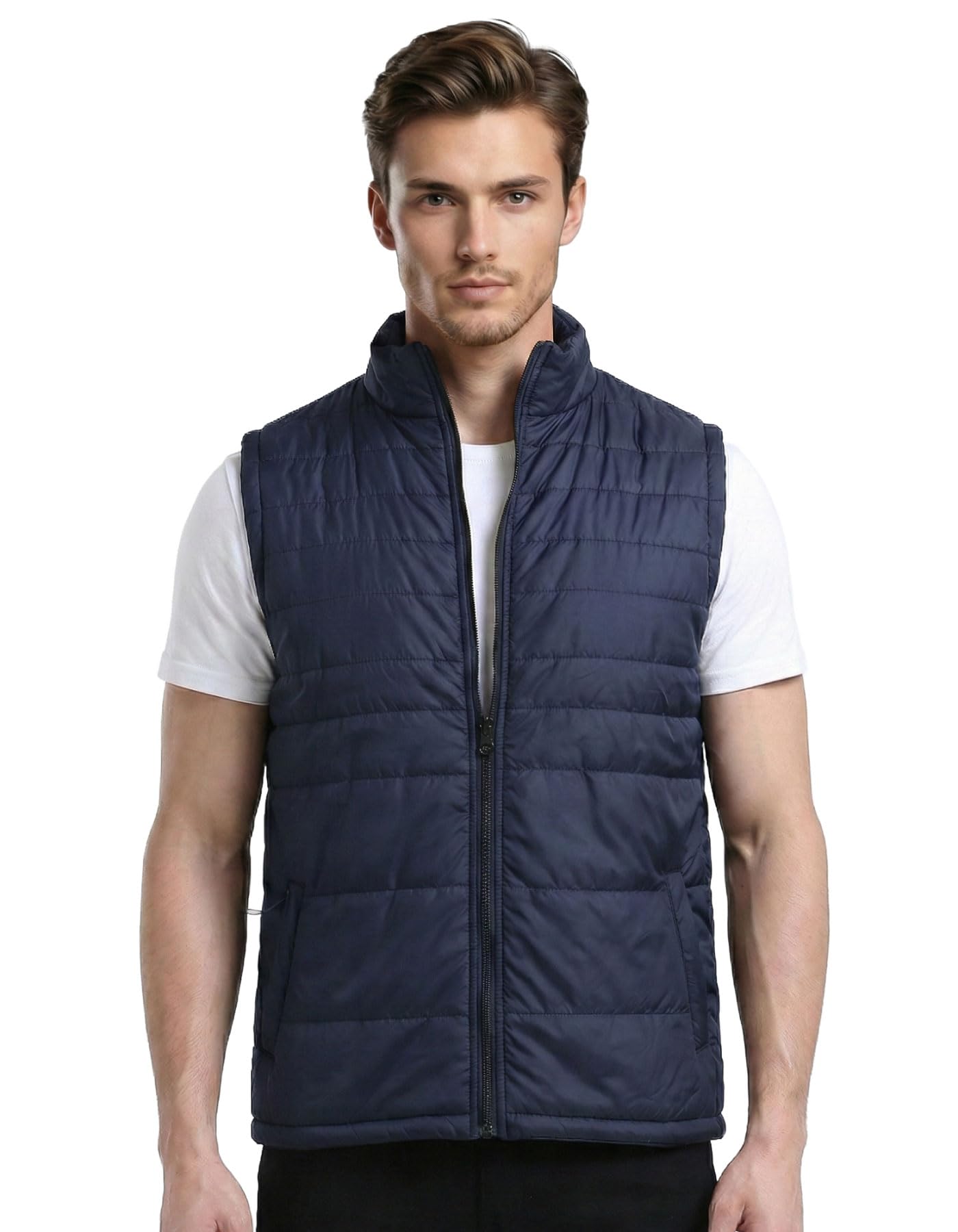 Winter Puffer Jacket | Sleeveless Water Repellent Quilted Padded | Lightweight Winter Wear | Mens Jacket | Men's Polyester Full Sleeve Zip with Pocket | Jackets for Men Stylish