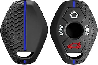 OTMIK Silikon Auto Schlüssel Abdeckung passend für BMW X3 X5 Z3 Z4 3 5 7 Serie E38 E39 E46 E83 E53 M5 325i 330i Schlüsselbund Zubehör (Blaue Linie)