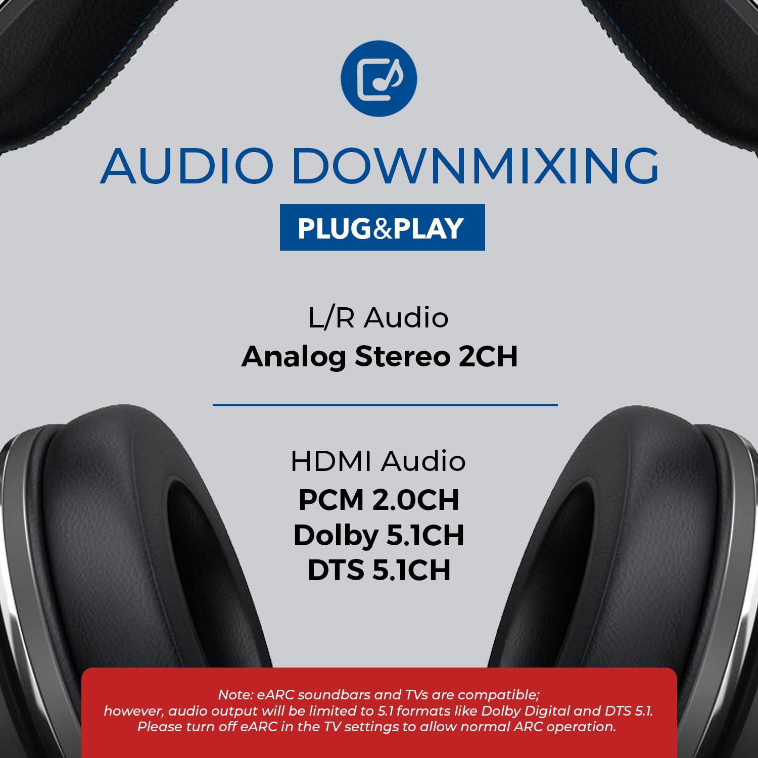 OREI DA27 HDMI ARC Extracteur audio et mélangeur descendant – Dolby DTS 5.1 vers convertisseur stéréo 2 canaux, HDMI ARC Pass-through, sortie analogique 3,5 mm, contrôle du volume CEC pour barre de