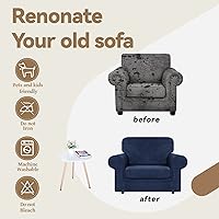 Vista 142 de WEERRW Fundas de terciopelo para sofá de 2 cojines, fundas de sofá de felpa de terciopelo de lujo de alta elasticidad, con parte inferior elástica