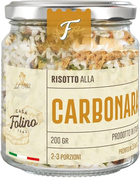 CasaFolino - Risotti Artigianali 200 gr. Risotti Pronti Gourmet in Vaso. Idea Regalo. Made in Italy (200 g, Carbonara) - 1