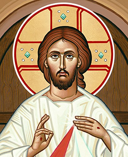 Monastery Icons Divine Mercy Icon Of Christ Mounted Plaque Icon Reproduction 7" X 14" #TOP4