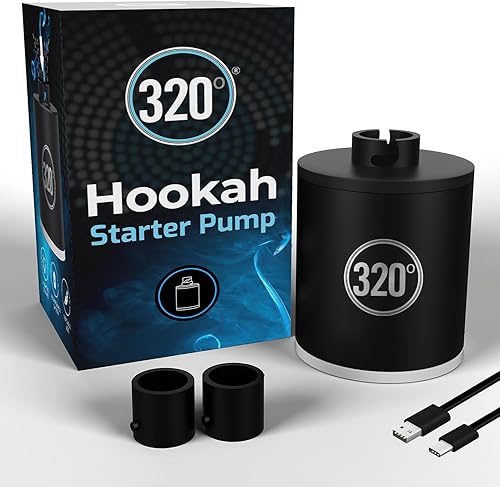 Bomba eléctrica de cachimba 320 – Batería recargable de 1300 mAh con luz LED – Kit de inicio universal para shisha ayudante – Sin nicotina