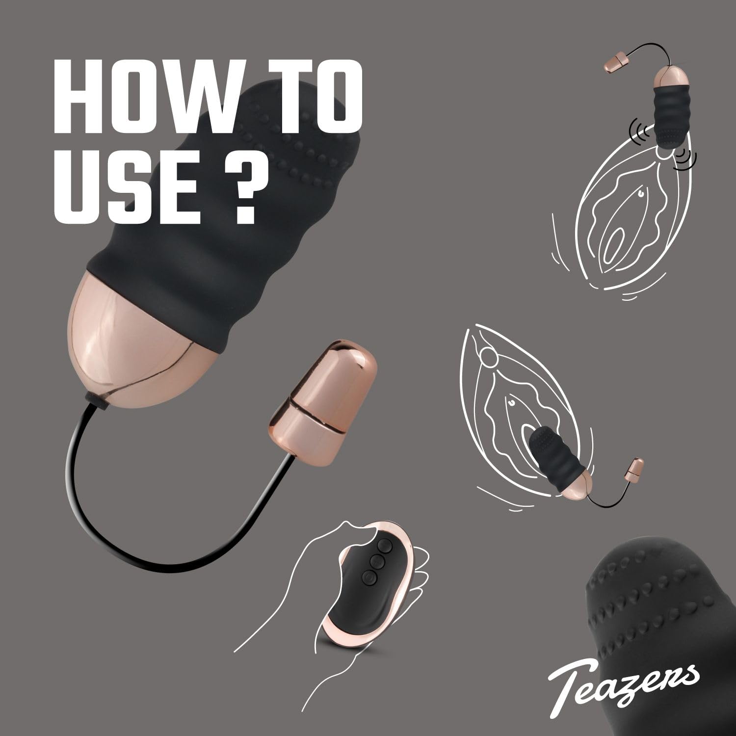 Teazers Uovo Vibrante con Telecomando Wireless - Vibratore Wireless con Creste per una Stimolazione Extra - Telecomando Wireless con Portata Fino a 20 Metri - Nero