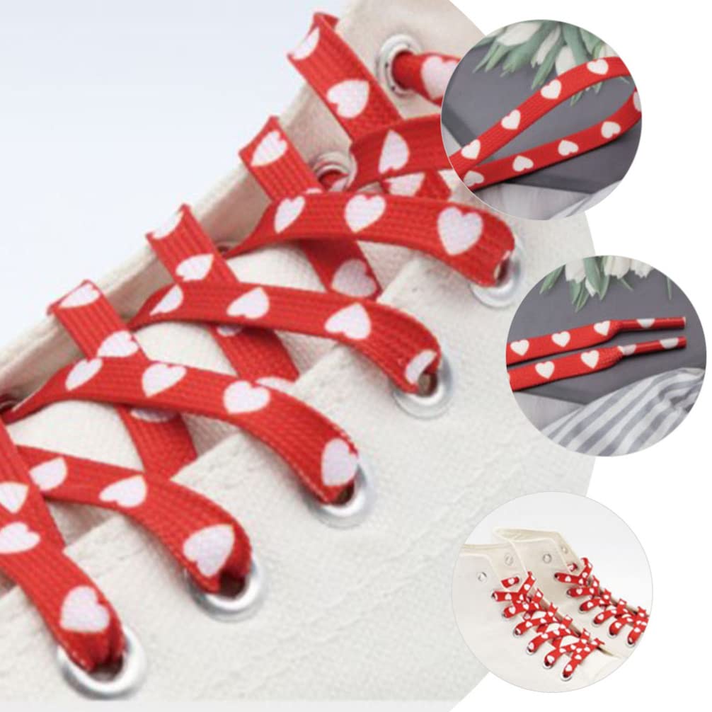 2 Pares De Cordones De Corazón Con Fondo Rojo Correas De Zapatos Planas Para Niños Parejas De Adultos Zapatillas De