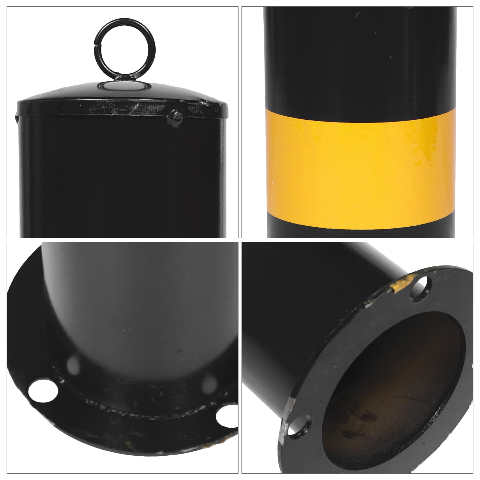 Barrière de Sécurité en Acier Noir Renforcé pour Arrêt de Stationnement Cônes de Stationnement, pour Isolation Routes et Chantiers