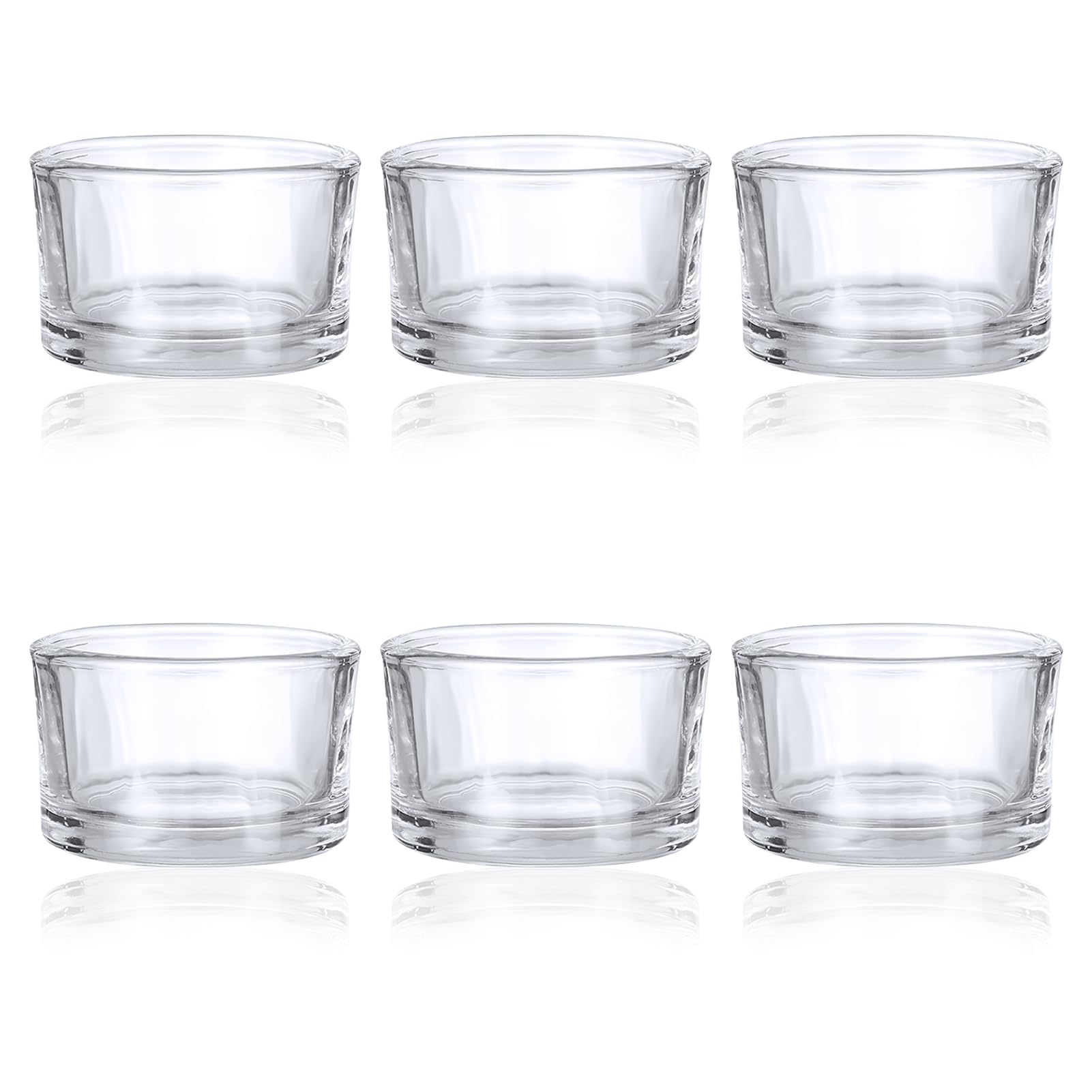 Juego de 6 Portavelas de Cristal de 47 * 25mm, Porta Velas Decorativas Transparente Pequeñas para Decoración de Salón, Decoración de Mesa, Decoración de Bodas y Decoración de Fiestas