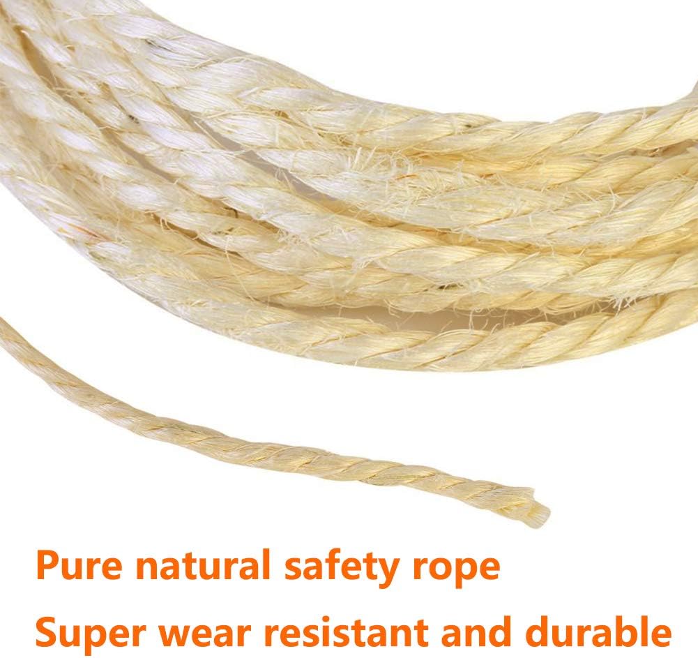2 Pack Cat Natural Sisal Rope for Scratching Post Tree Replacement, Hemp Rope for Repairing, Replacement Cat Tree and Tower DIY Scratcher (6 mm 66 Ft)