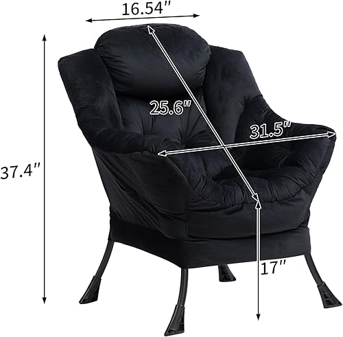 Miniatura 21 de HollyHOME - Silla perezosa grande de tela para sala de estar, silla de lectura, acogedora silla de descanso con reposabrazos, sofá de ocio, color