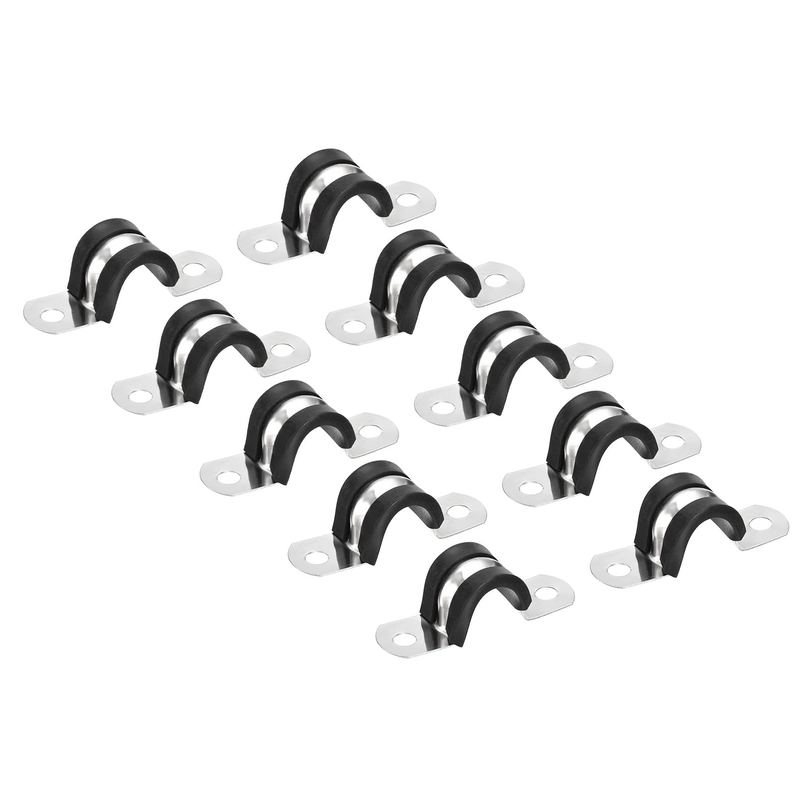 PATIKIL 0.79 inch/20mm Rigid Pipe Strap Clamp, 12 Pcs 304 Stainless Steel Two Hole U-Shape Tube Clip Pipe Fasten Holder for Pipe Fixing