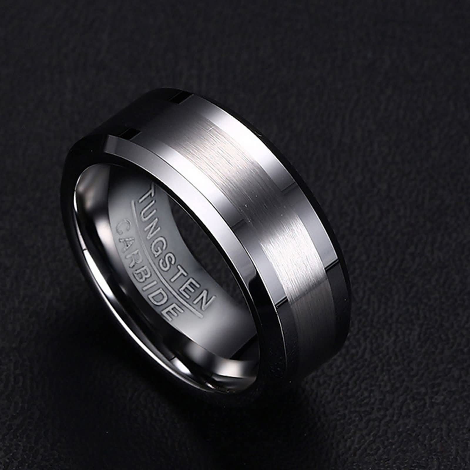 Anelli Personalizzati con Nome,Anello Carbide Tungsteno Argento Oro Anello Rotondo Anello Coppia Matrimonio