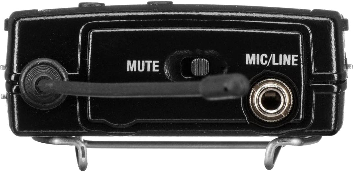 Sennheiser SK 500 G4-AW+ Bodypack Transmitter top view with microphone input and mute switch