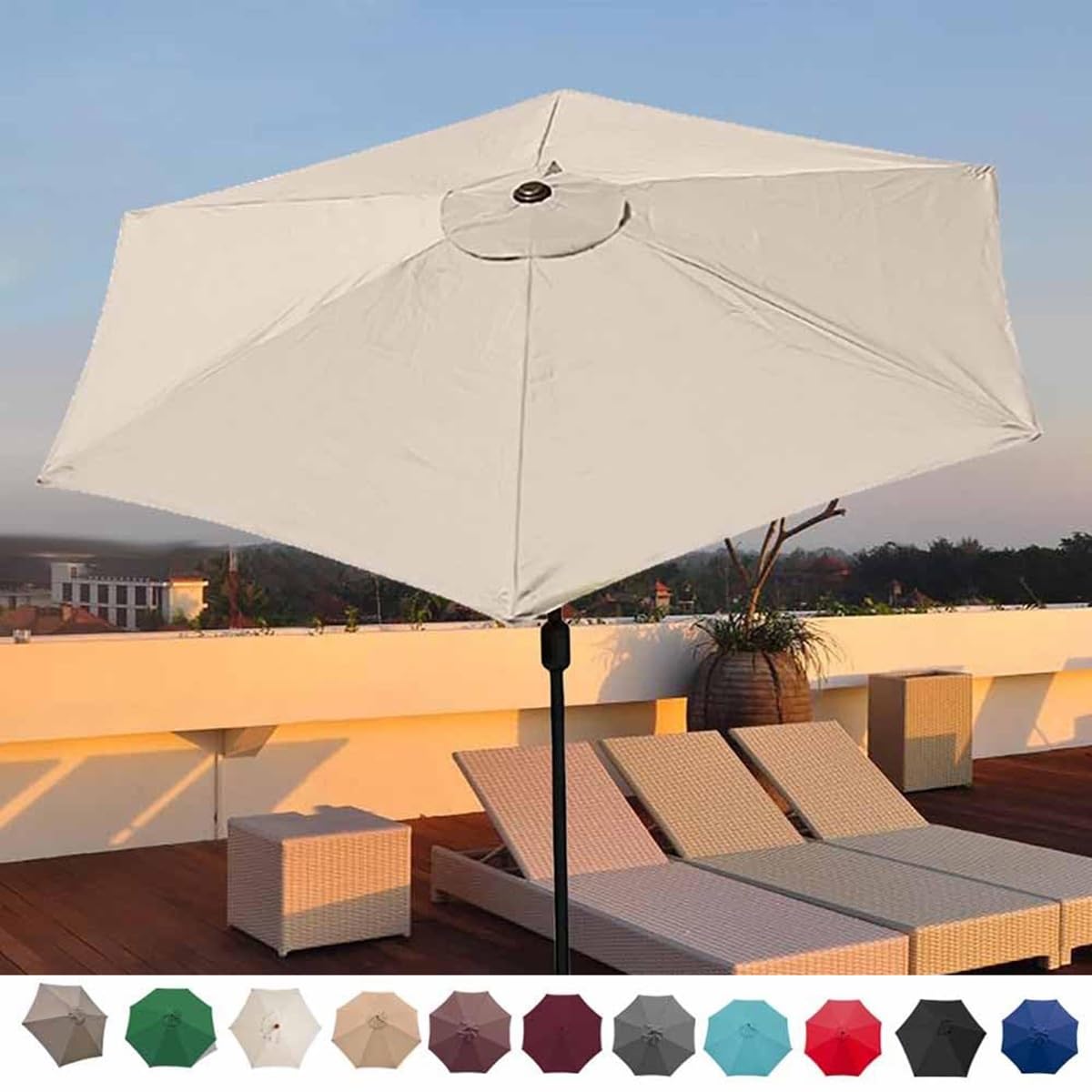 Outdoor Patio Umbrella Replacement Cover 6 Ribs/8 ribs Backyard Garden Replacement Parasol canopy 6.5ft/9ft/10ft Beach Market Sun Shade Replacement Umbrella Canopy UV blocking(Color:Navy,Size:2.7m/9FT