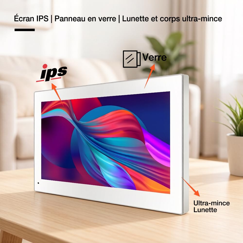Visiophone Filaire Connecté à 2 Fils,Interphone Vidéo IP WiFi avec 7'' écran Tactile,Résolution 1080P,Unlock à Distance Via APP/IC Cartes,Audio Bidirectionnel, NO/NC Verrouillage de Porte
