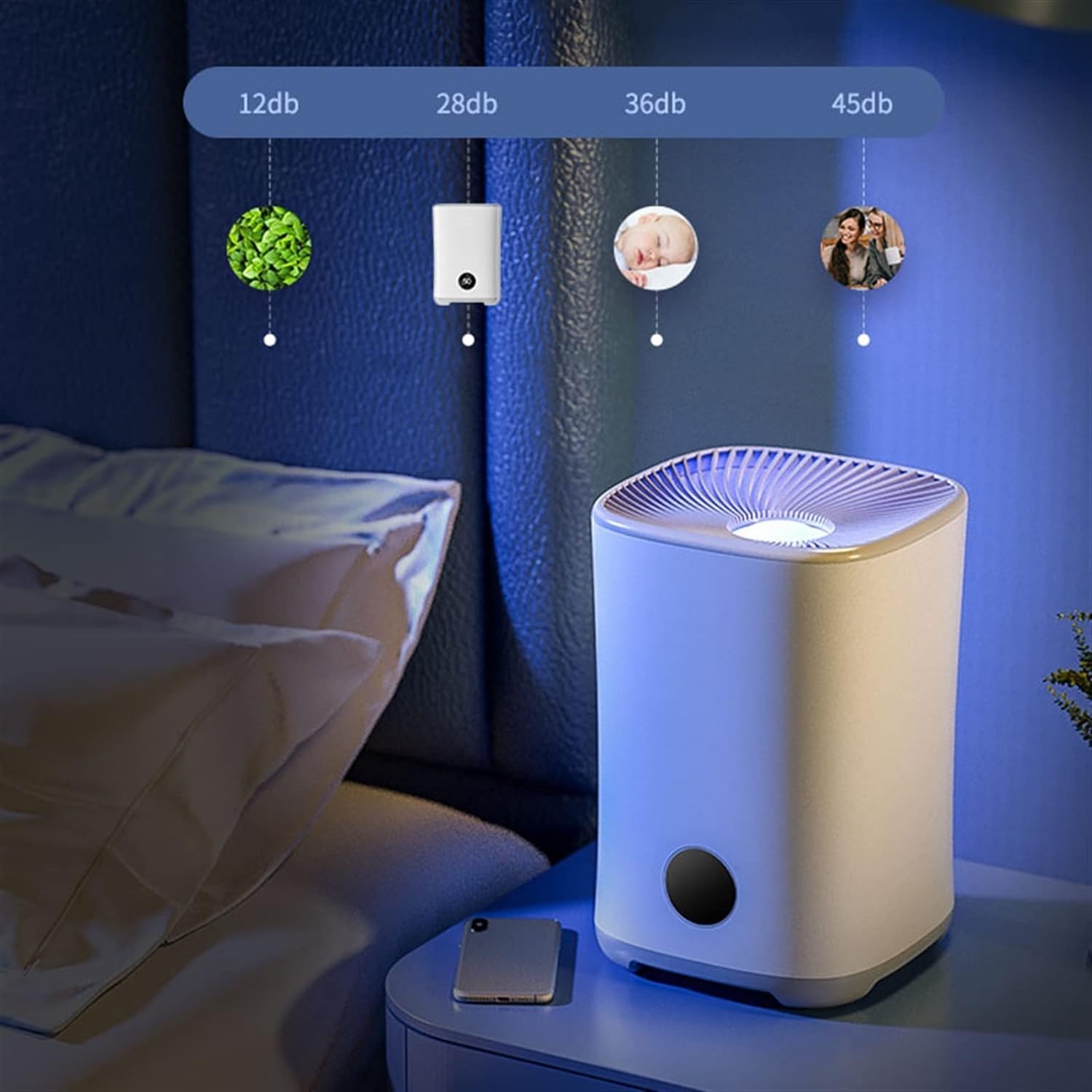 Per uso domestico Umidificatori Umidificatore for Camera da Letto Domestico Umidificatore Muto Antiappannamento Umidificatore Temporizzato con Serbatoio Acqua da 3 Litri, Umidità Costante Intelligente
