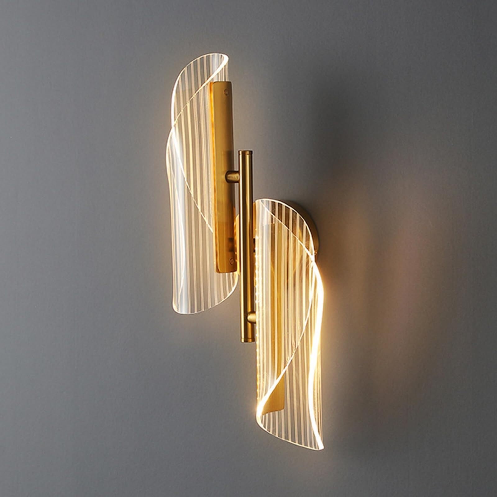 BJKYTMLM LED Gold Wall Lamps, Modern Nordic Acrylic Metal Wall Sconce for Living Room Bedside Decor Indoor Lighting,2 Light(2 Light)