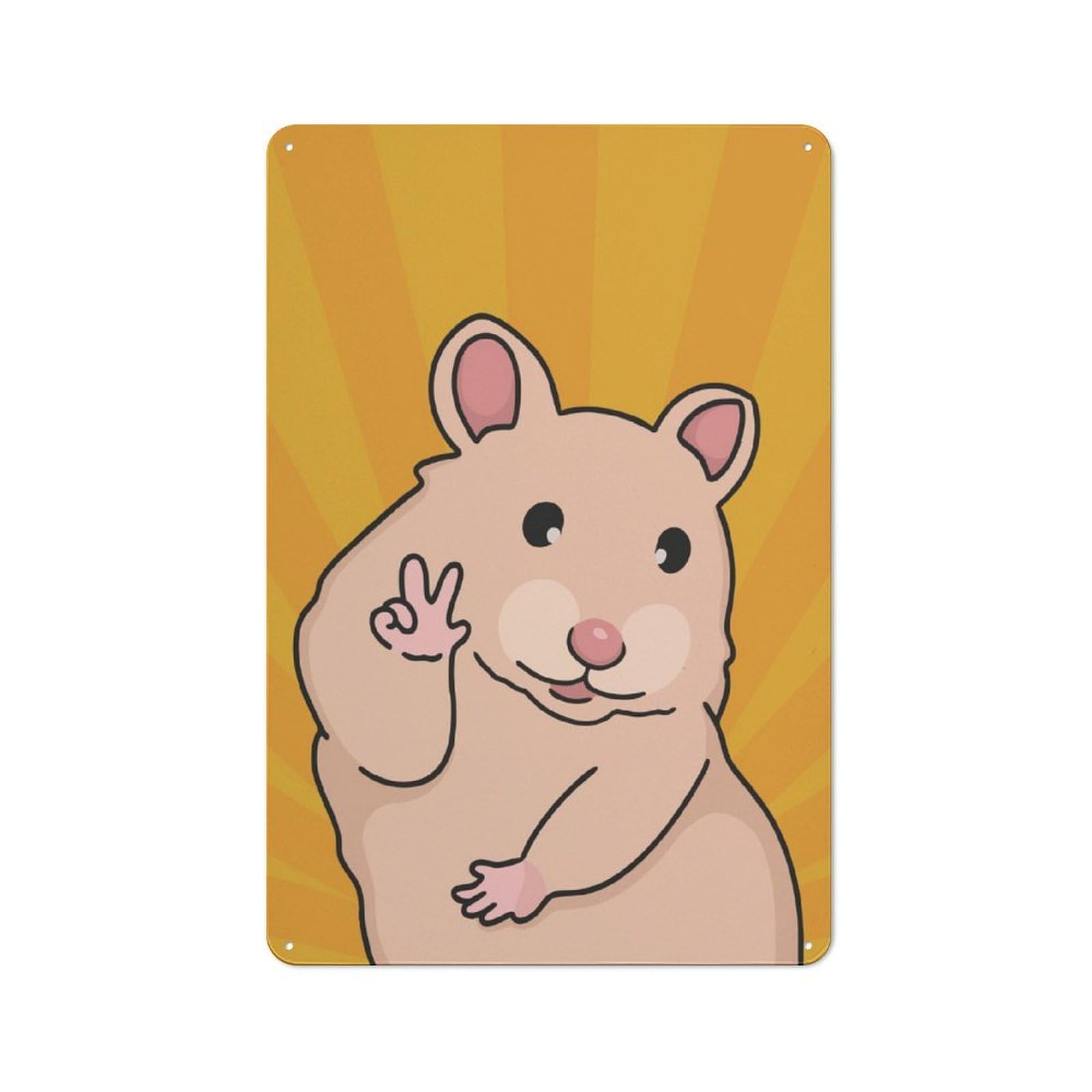 Junmoney Hamster Meme Pop Art Rustic Tin Wall Plaque 30X20cm For Home Office Or Studio, For Garage, Workshop And Man Cave Decoration