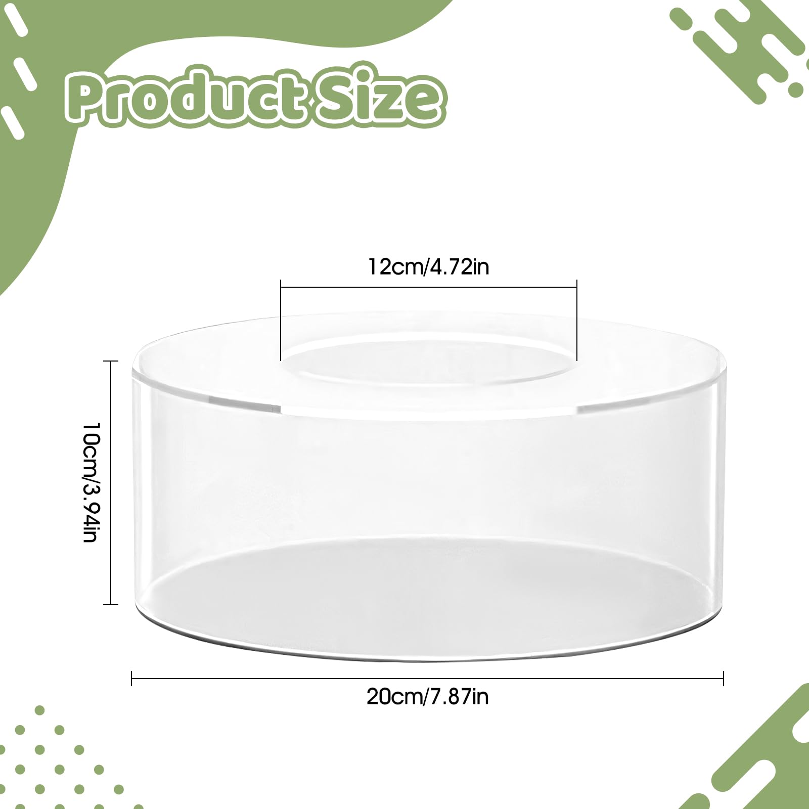 perfk Cylindre Affichage Riser Ronde Transparente Décoration de Table Base Décor À Remplir DIY Gâteau Factice Gâteau Présentoir Riser pour Fête Anniversaire , 20CM
