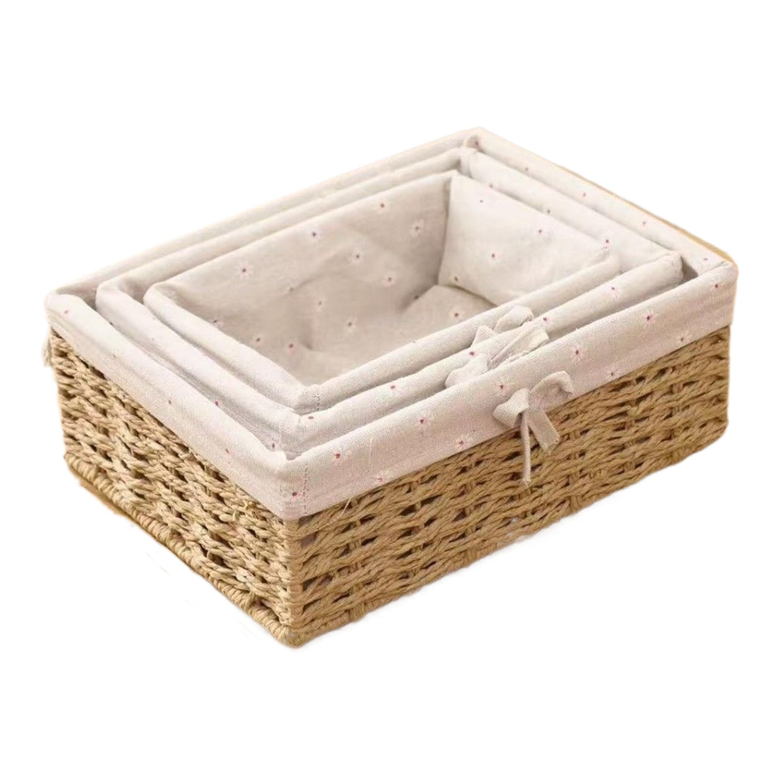 Cesta de frutas de ratán rectangular para mesa de cocina y almacenamiento