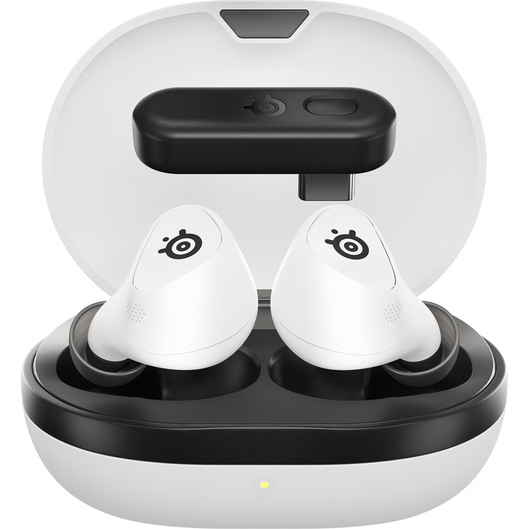 SteelSeries Arctis GameBuds™ per PlayStation - Auricolari da gioco senza fili - 2.4GHz + BT 5.3 - ANC/Trasparenza - Resistente all'acqua IP55 - Batteria 40H - Ricarica wireless - PS5,PC,Mobile -Bianco