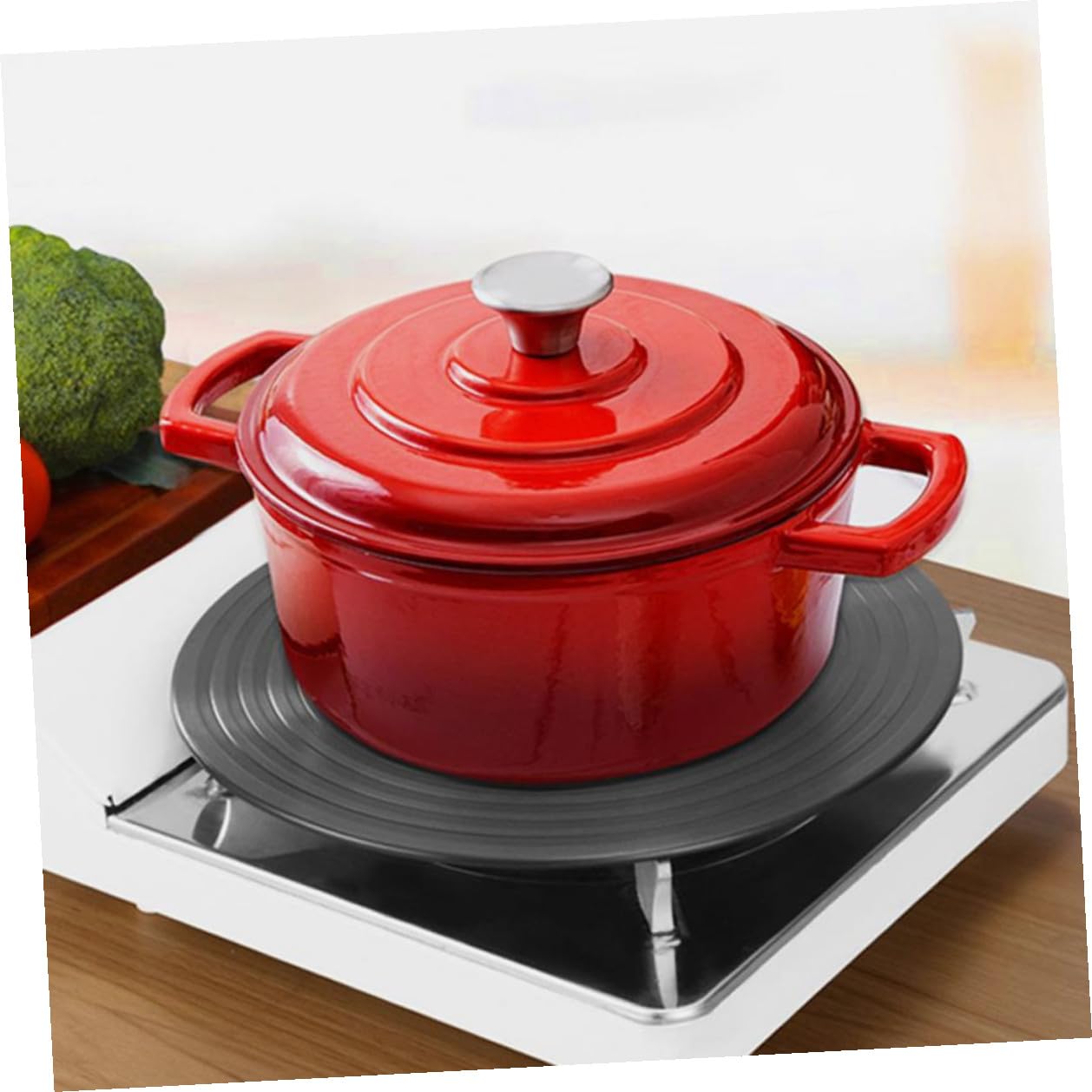 Difusor de Calor para Estufa de Gas, Placa Protectora Negra de 24 Cm de Aluminio, Accesorio para Cocina Que Evita Quemaduras y Ennegrecimiento en Utensilios, Adecuado para Cocción