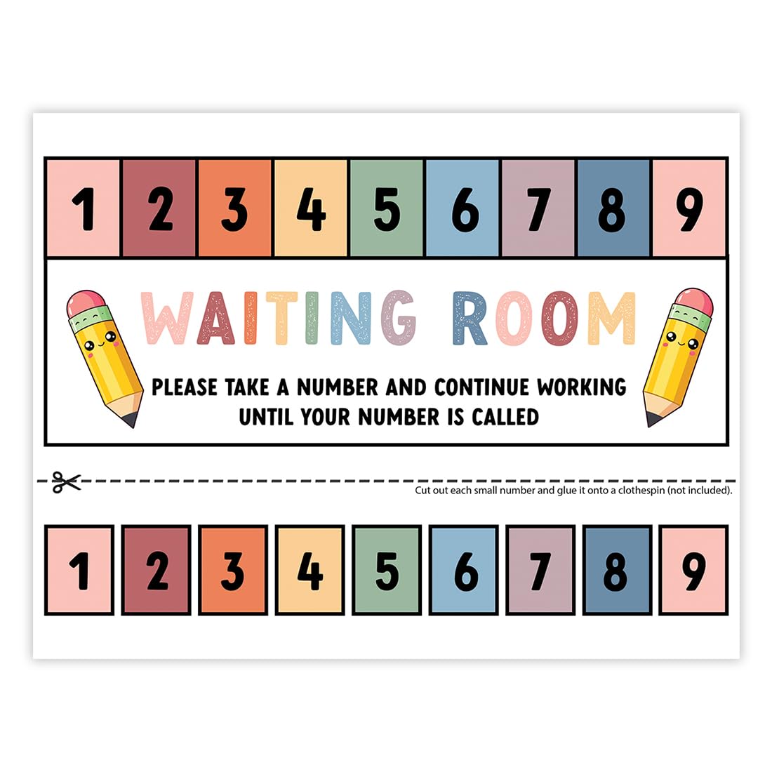 Andaz Press Boho Pastel Teacher Waiting Room Sign, Please Take a Number Classroom Poster for Student Management, Teacher Waiting in Line System, Behavior Management Visual Aid, 8.5x11 Thick Cardstock