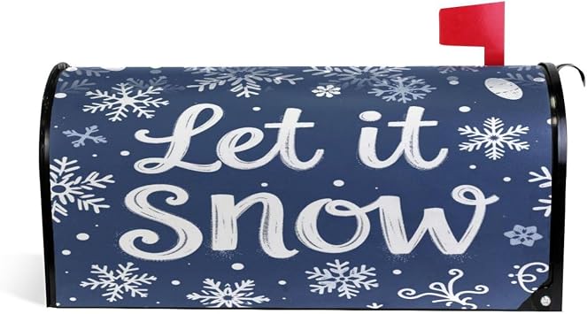 Kcldeci Let It Snow Snowflake Mailbox Cover Magnetic Mailbox Wraps Post Letter Box Cover for Garden Yard Home Decor Standard Size 21" x 18"