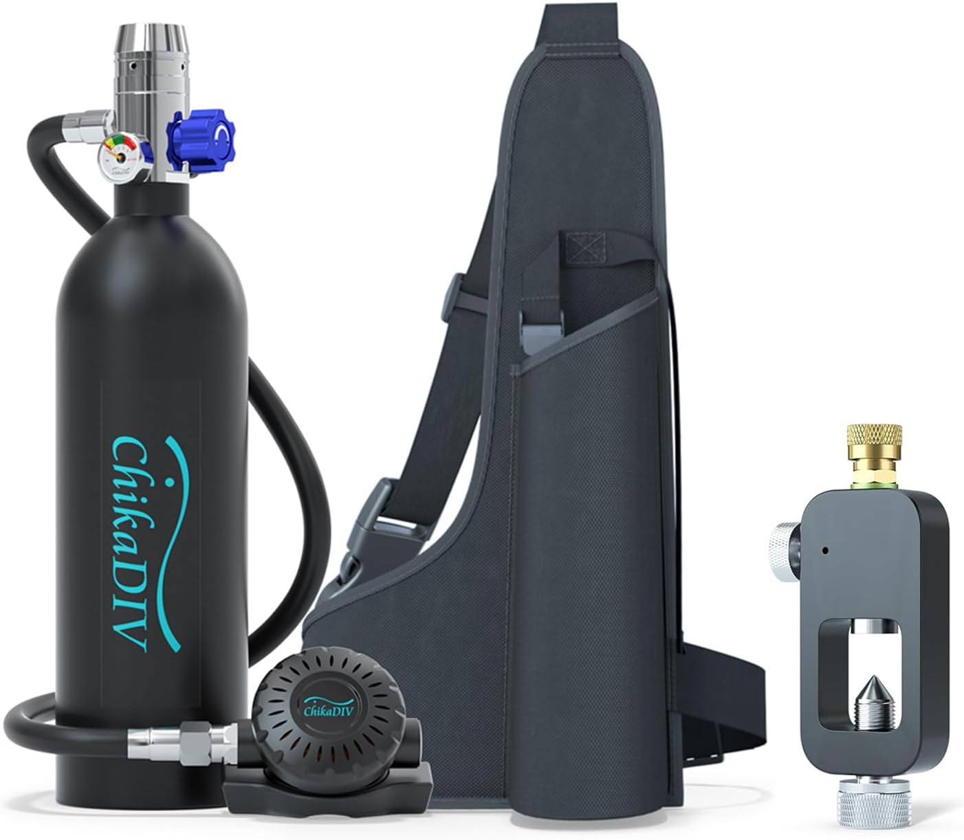 Scuba Tank Lung Tank, 1L 3000PSI Travel Diving Gear Dive Portable Lungs for 15-20 Min Underwater Breathing with Portable Bag