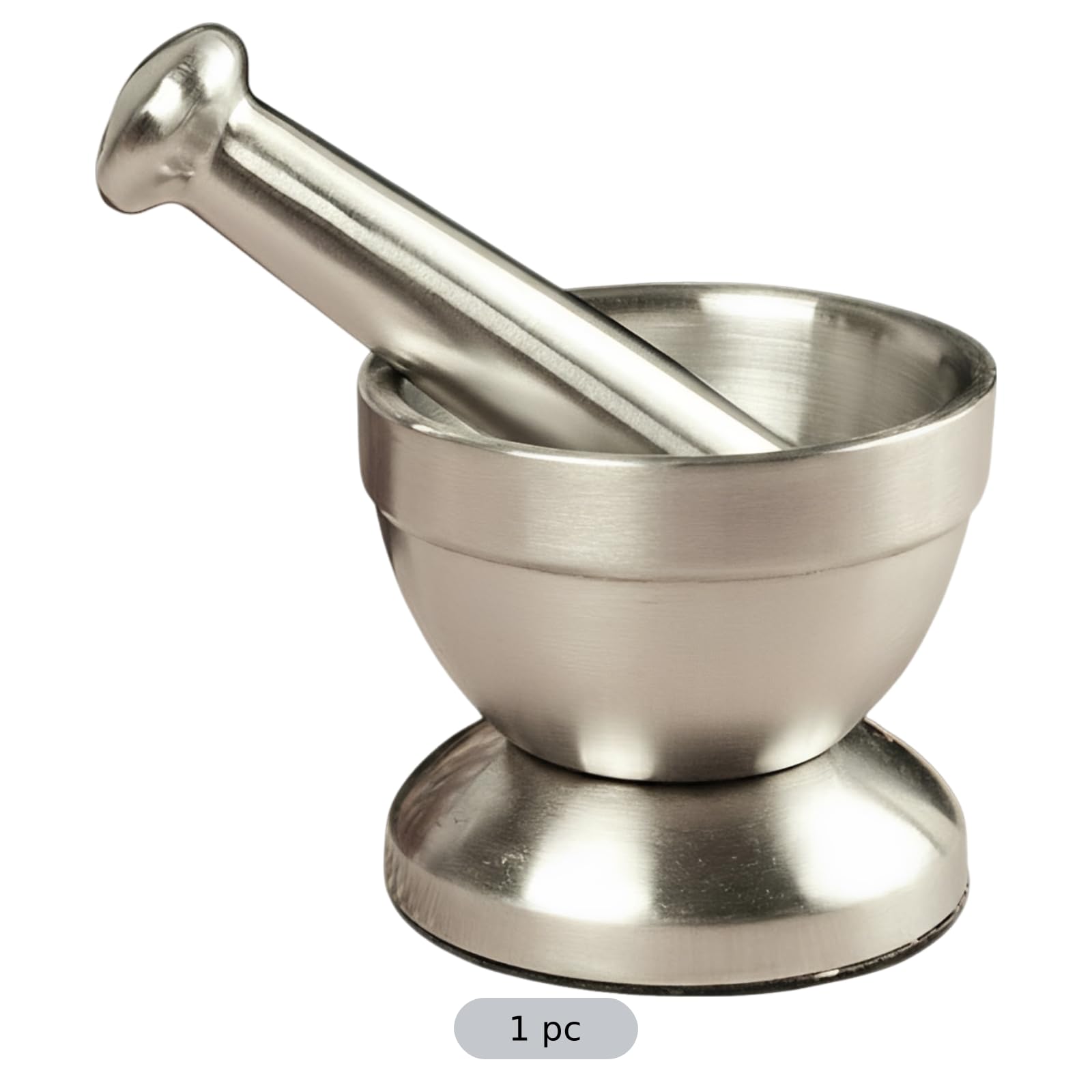 Mörser und Stößel Set aus Edelstahl, 10 cm x 8,8 cm, Knoblauchpresse, Kräutermühle und Gewürzzerkleinerer, gebürstete Oberfläche, für Knoblauch, Ingwer, Kräuter und Gewürze, leicht zu reinigen