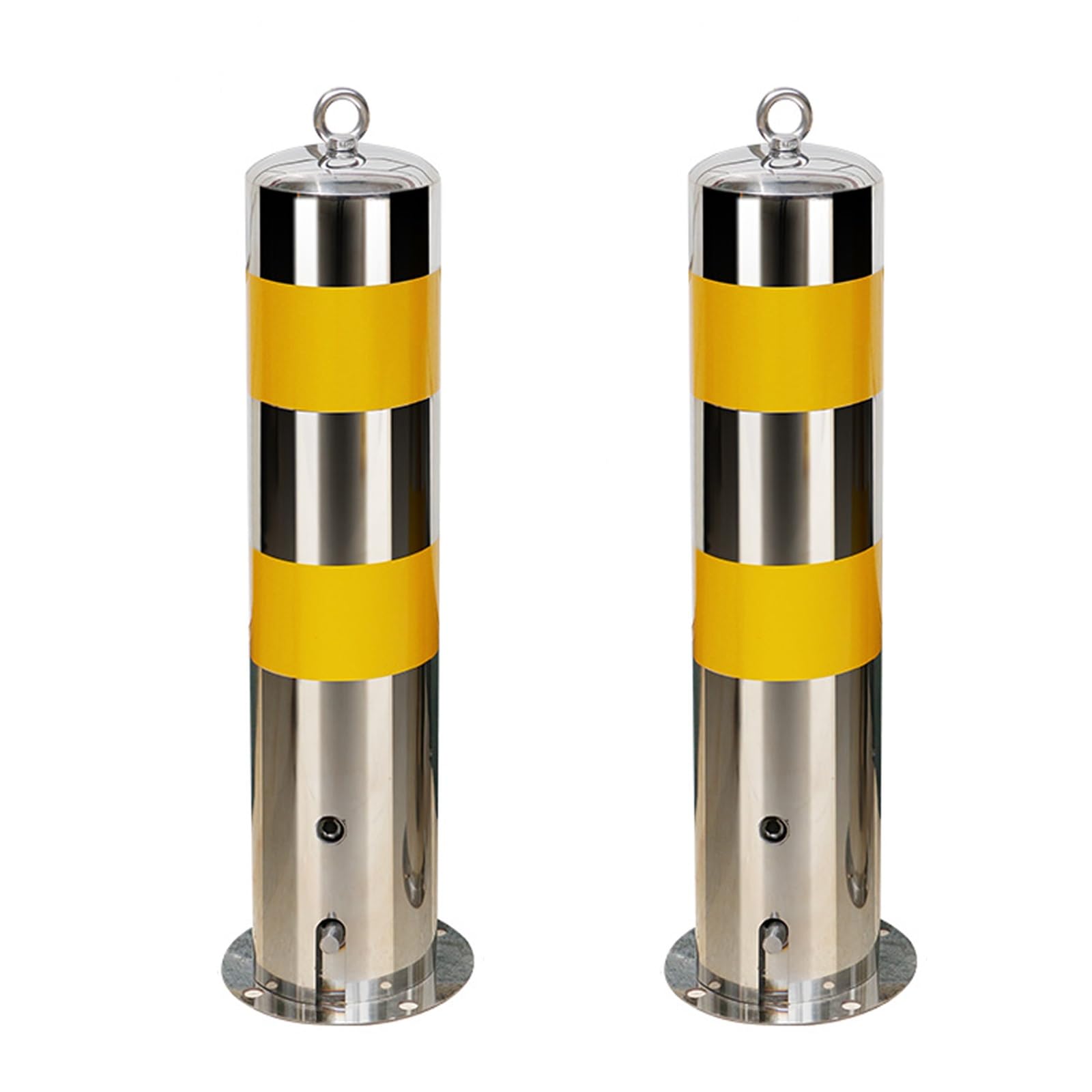 HCZKIUJY Removable Stainless Steel Safety Bollard with Bolts - Reflective Parking Channelizer Post, Durable Traffic Barrier for Construction Areas (Silver (2pcs) 11.4cm/4.5in)