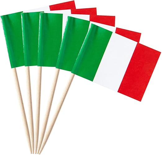 GentleGirl 100 Pcs Italy Flag Italian Toothpick Flags Small Mini Italy Cupcake Toppers Stick Flags Decorations