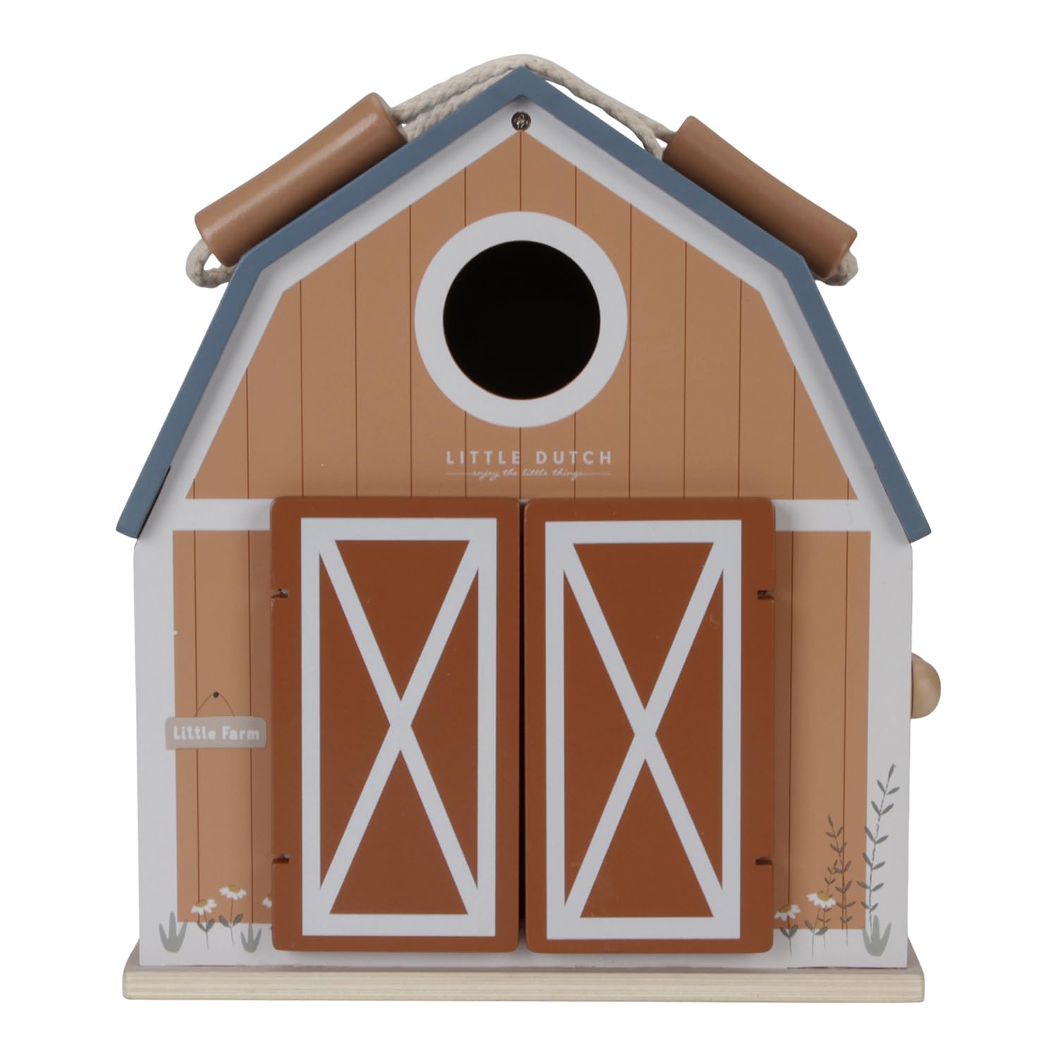 Little Dutch Bauernhof Puppenhaus aus Holz tragbar und aufklappbar mit viel Zubehör und Spielfiguren Tiere - Little Farm