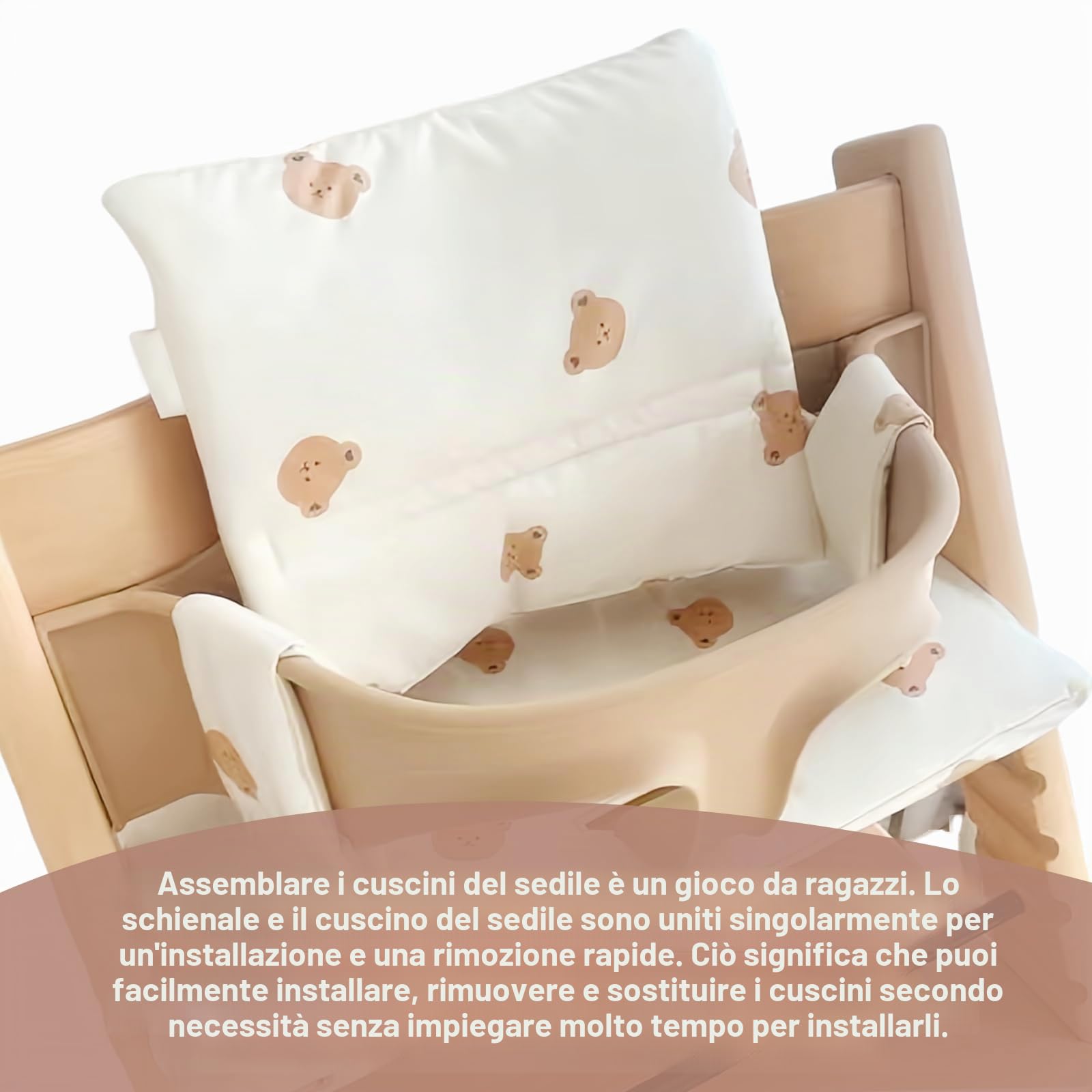 Set di cuscini antiscivolo per seggiolone con rivestimento laminato, facile da montare, per seggiolone Stokke Tripp Trapp